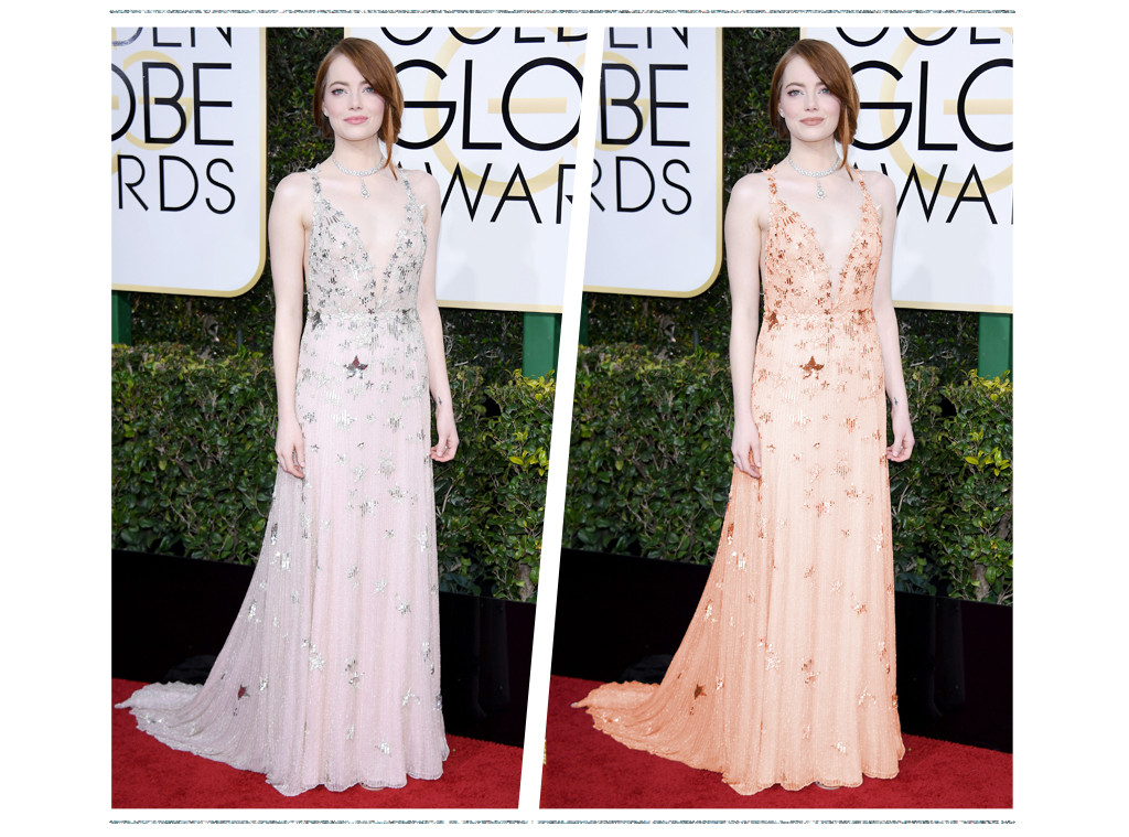 What If Your Favorite Red Carpet Dress Was A Diffe Color See Esc Golden Globe Color Swap Emma Stone